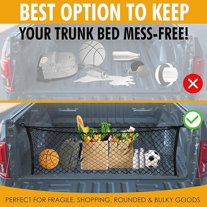 Truck Bed Envelope Style Mesh Cargo Net for Ford F 150 2015-2025 - Car Accessories - Premium Organizer and Storage - Cargo Net for Pickup - Vehicle Carrier Organizer for Ford F-150 Lightning