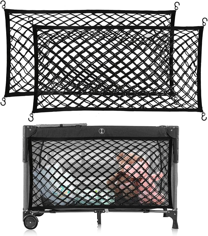 Stroller Wagon Cargo Net, Baby Stroller Organizer Mesh Cargo Net for Extra Storage Space Large Storage Capacity, Stroller Wagon Accessories - Compatible with WONDERFOLD All W-Series Models (2 Pack)