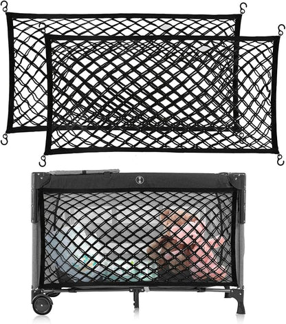 Stroller Wagon Cargo Net, Baby Stroller Organizer Mesh Cargo Net for Extra Storage Space Large Storage Capacity, Stroller Wagon Accessories - Compatible with WONDERFOLD All W-Series Models (2 Pack)