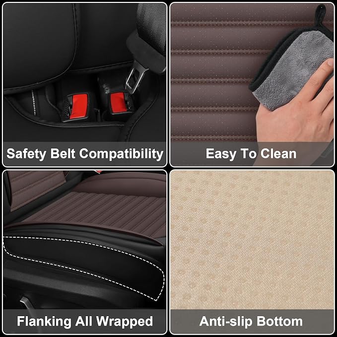 Seat Covers Fit for Nissan Rogue 2015-2026, Breathable and Comfortable Leather Car Seat Cover, Deluxe Waterproof Cushion Cover Auto Interior Accessories,Standard (Black Brown)
