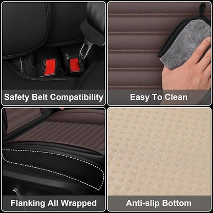Seat Covers Full Set Fit for Nissan Rogue 2015-2026, Breathable and Comfortable Leather Car Seat Cover, Standard Waterproof Cushion Cover Auto Interior Accessories (Black Brown)