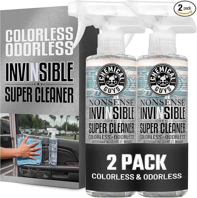 Chemical Guys Nonsense Colorless & Odorless All Surface Cleaner - Interior Cleaner, Safe for Vinyl, Rubber, Plastic, Carpet, and Upholstery, pH Balanced, Residue-Free, Unscented, 16 Fl Oz, Pack of 2