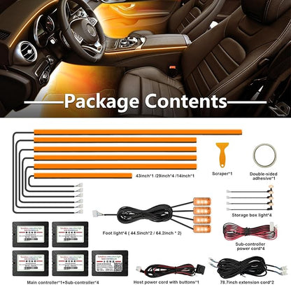 Acrylic Interior Car Lights, Car Accessories 14 in 1 Car LED Strip Lights with APP Control