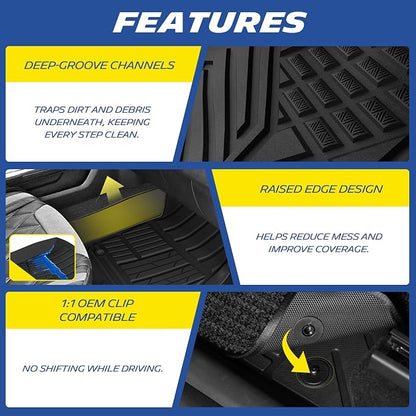 Michelin Vehicle Mats, All-Weather TPE Custom Fit Liner for 2017-2026 Ford F250/F350/F450/F550 Crew Cab Bucket Seat W/Under Seat Storage Carpet Floor, Elite