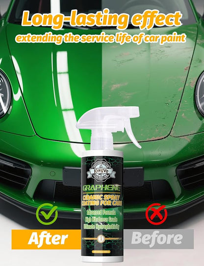 Kingvo Car Ceramic Coating, Car Spray Wax Graphene Polish Crystal Coating,Windshield Washer Fluid Window Cleaner Detailing Supplies Automotive Kit