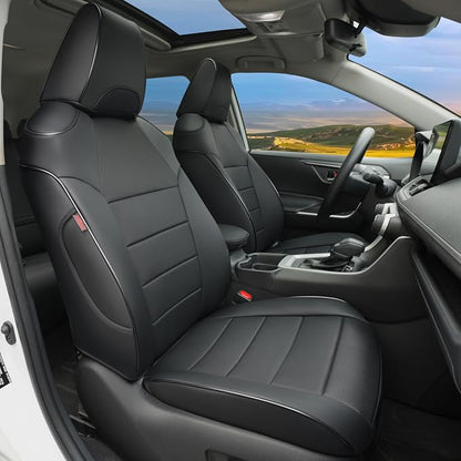 Lolcar Rav4 Seat Covers Custom Fit for Toyota Rav4 2021-2024 Prime SE,XSE & 2019-2025 Hybrid/PHEV SE,XSE, Leather Truck Seat Cover Full Set for SUV,Faux Leather(Black)