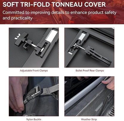 YITAMOTOR Soft Quad Fold Truck Bed Tonneau Cover Fits for Chevy Silverado/GMC Sierra 1500 2007-2026, Fits for Chevy Silverado/GMC Sierra 2500 3500 HD 2007-2019 with 6.6 ft Bed