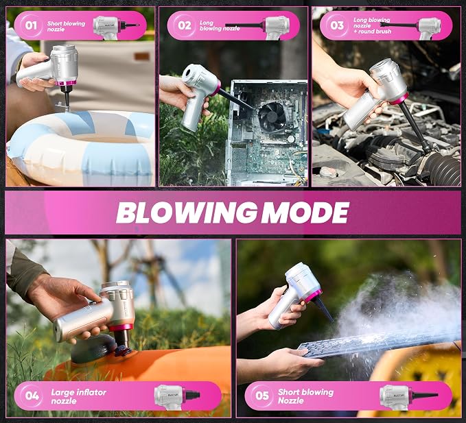 Portable Cordless Handheld Vacuum Cleaner with 15000PA, 120W Air Duster, Brushless Motor, Mini Vacuum for Car and Home