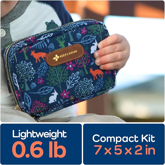 KeepGoing Travel First Aid Kit for Kids – 130 Pc. for Car, Home, Purse, Diaper Bag & Backpack with Latex-Free Bandages - Mini First Aid Kit Travel Size TSA-Approved