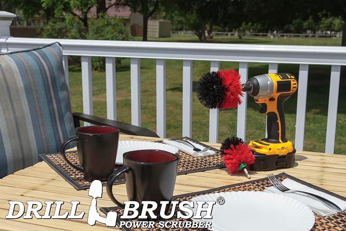 Outdoor Cleaning Supplies - Garden and Statue Cleaning Brush Set - Patio and Deck Scrubbing Tools - Bird Bath Cleaning Brush - Concrete Cleaning Brushes - Stone Stain Removing Tool - Brick Brush
