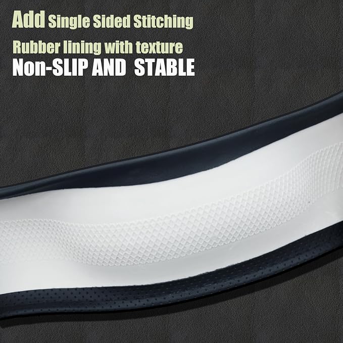 D Shaped Steering Wheel Cover, Flat Bottom Car Wheel Cover 14 1/2-15 inch (37-39 cm), Non-Folding Packaging, Microfiber Leather, Black