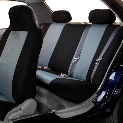 FH Group Automotive Rear Car Seat Covers for SUV, Trucks, Sedan and More - Universal Fit Front High Back & Rear Solid Bench Design Interior Accessories - 3D Mesh Fabric Center Panel - Gray
