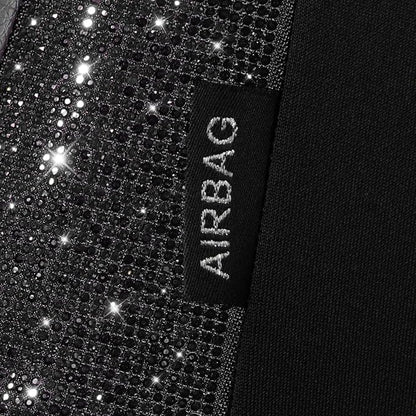 CAR PASS Bling Diamond Leather Car Seat Covers 2 Front Seats Interior Sets, Waterproof Shining Glitter Sparkly Crystal Universal Armrest Fit Automotive Truck SUV Cute Women Girl, Black PU Rhinestone