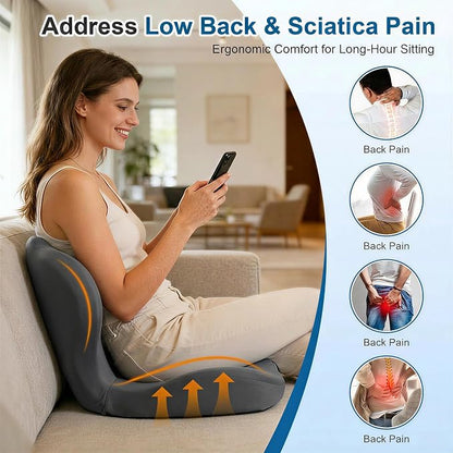 Car Seat Cushion with Back Support for Driving, Ergonomic Support Relief Pad for Auto/Truck/Office, Hollow Ventilation, Anti-Slip Driver Seat Cushion, Washable Cover, 18.1"x17"(Grey)