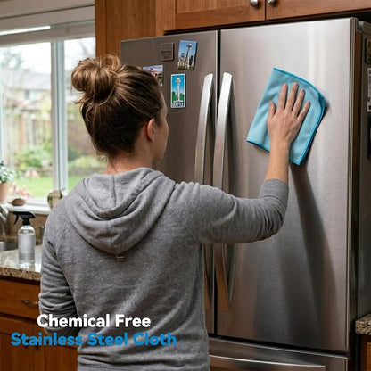 Microfiber Glass Cleaning Cloth, White Purple Blue, 6 Pack | 15.5x15.5 Inches Lint Free Streak Free Stainless Steel Cloth For Window Screen Car