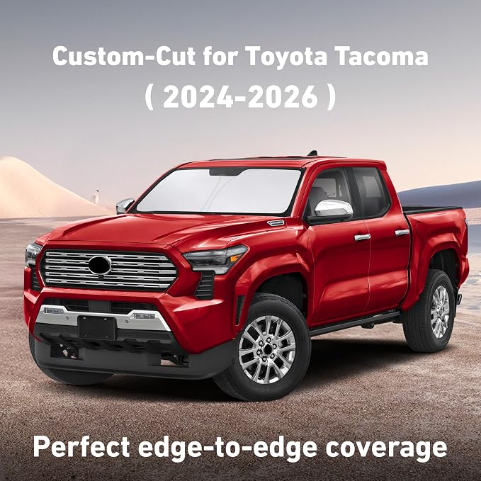 EcoNour Windshield Sunshade Compatible for Toyota Tacoma 2024 2025 2026, Sun Visor for Front Windshield & Window Sun Shade Cover, UV Heat Blocker & Protector, Car Accessories