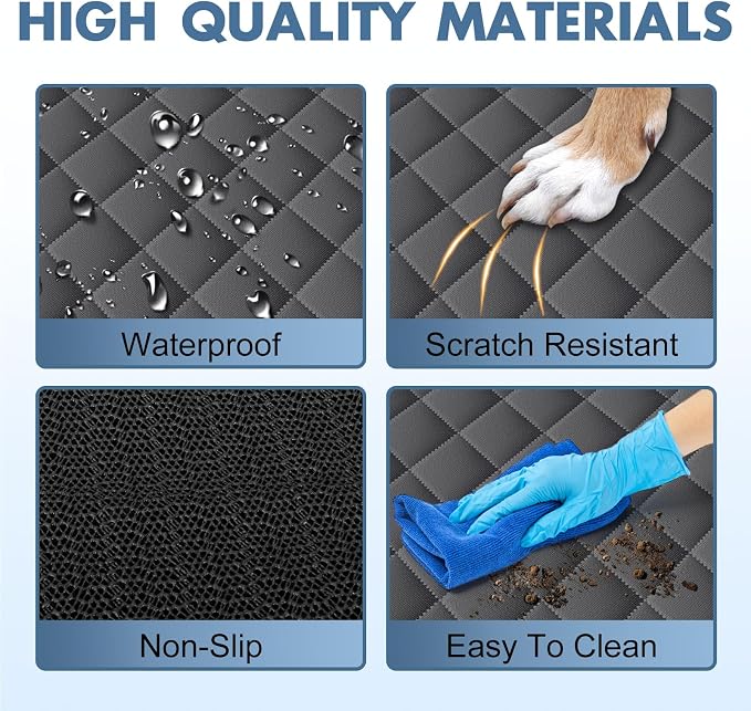 NECKORY Backseat Cover for Dogs, Waterproof and Non-Slip Pet Bench Seat Covers, Car Seat Protector for Back Seat, Universal Size Rear Car Seat Cover Fits Cars, Trucks and SUVs, L-Charcoal Grey&Grey