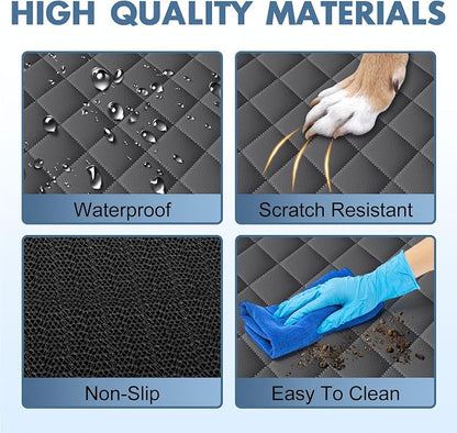 NECKORY Backseat Cover for Dogs, Waterproof and Non-Slip Pet Bench Seat Covers, Car Seat Protector for Back Seat, Universal Size Rear Car Seat Cover Fits Cars, Trucks and SUVs, L-Charcoal Grey&Grey