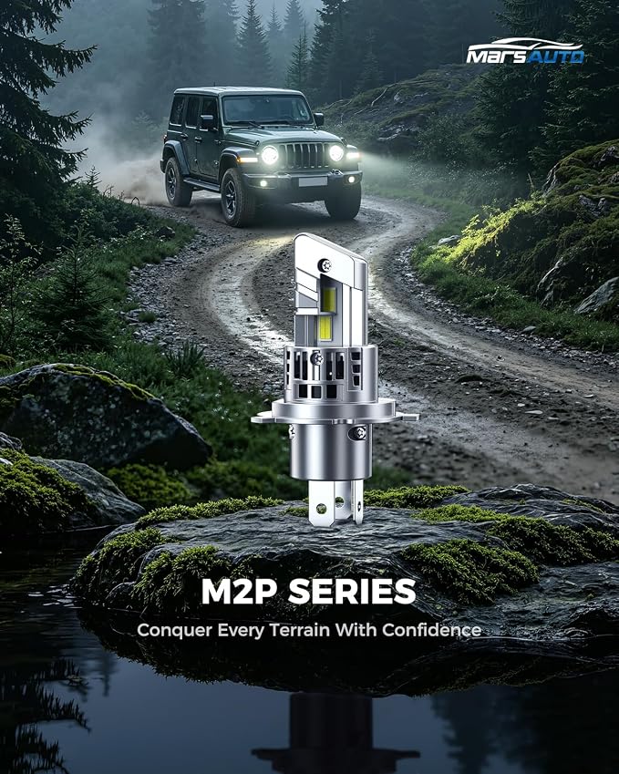 Marsauto M2P Series H4 LED Bulbs, 1:1 Mini Size H4 Light Bulbs, 80,000LM Ultra Bright 6500K Fog Light, No Adapter Required, Plug and Play Replacement, Pack of 2