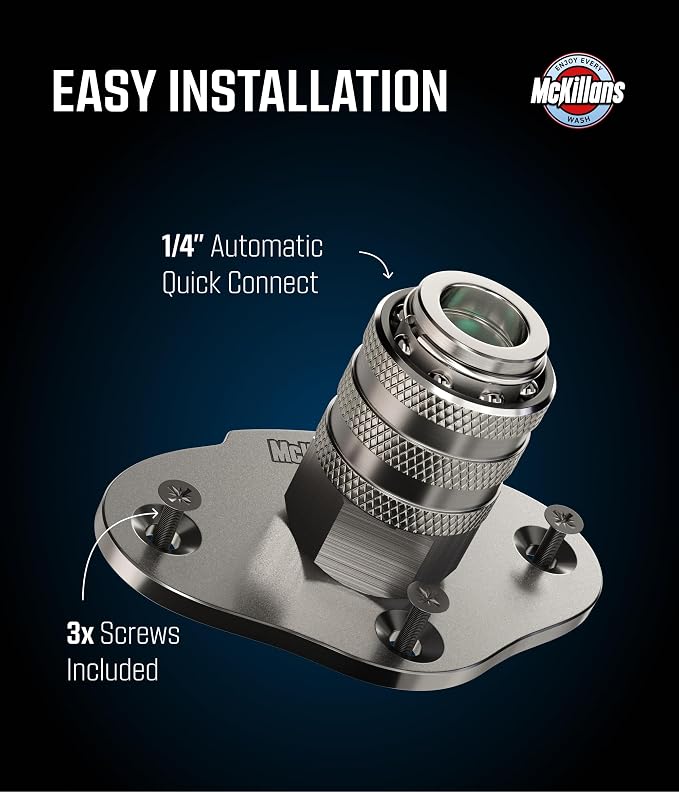 McKillans Automatic Foam Cannon Mount - 304 Stainless Steel - Automatic Quick Connect