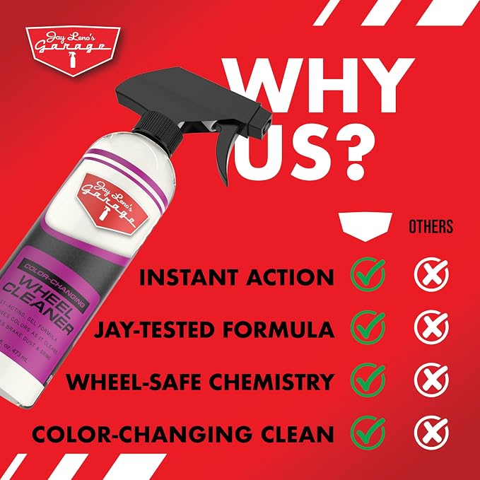 Jay Leno's Garage Wheel Cleaner Spray – Brake Cleaner and Heavy Duty Brake Dust Remover that Works as a Rim Cleaner, Leaving Wheels, Rims, Brake Pads & Rotors Spotless for a Showroom-Quality Finish