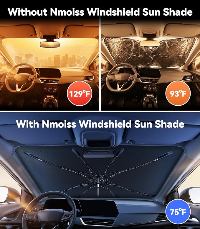 Nmoiss Windshield Sun Shade Umbrella for Trax 2015-2022 & 2024-2026 Accessories, [Vinyl Coating Heat Shield] Protect Car from Sun Rays & Heat Damage Keep Cool and Protect Interior