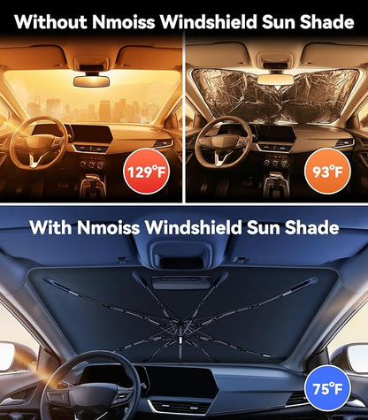 Nmoiss Windshield Sun Shade Umbrella for Trax 2015-2022 & 2024-2026 Accessories, [Vinyl Coating Heat Shield] Protect Car from Sun Rays & Heat Damage Keep Cool and Protect Interior
