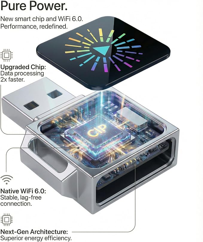 Wireless CarPlay & Android Auto Adapter 2-in-1, WiFi 6 Mini Metal Wireless CarPlay Dongle, Plug & Play USB-A for iPhone iOS 10+ & Android 11+, Converts Factory Wired CarPlay/Android Auto to Wireless