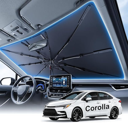 2026 Upgraded Windshield Sun Shade Umbrella for Toyota Corolla [Precision Custom Fit, Superior UV & Heat Block] Cooling Tech Fabric, Durable Foldable with Storage Bag, Fits 2000-2026