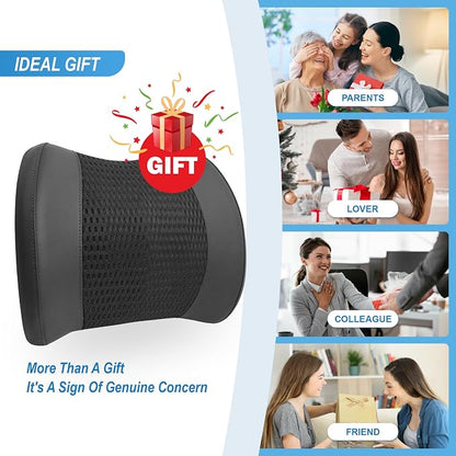 Lofty Aim Memory Foam Lumbar Support Cushion Relieves Lower Back Pain Car Seat Office Chair and Wheelchair Back Pillow with Breathable 4D Mesh Black
