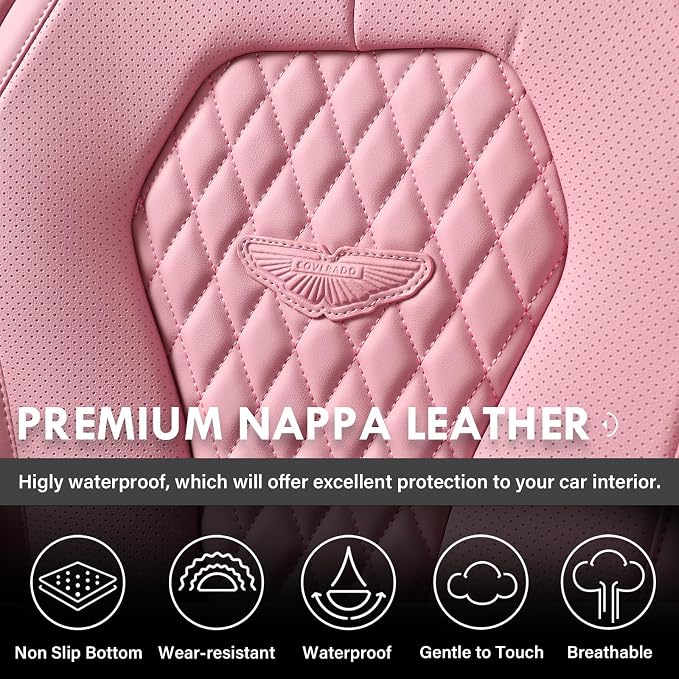 Coverado Seat Covers, Car Seat Covers Front Seats, Pink Car Seat Covers, Waterproof Auto Seat Covers, Seat Cushion, Front Seat Covers Leatherette Car Seat Protector Universal Fit Most Cars