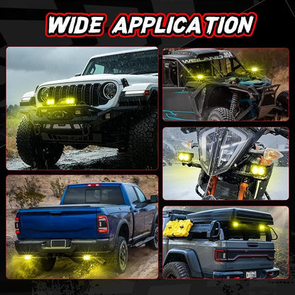 LED Pods Yellow, 2PCS 40W 3 Inch Driving Pod Light Cube Waterproof Offroad Bumper Lights Super Bright Work Lights Flood Yellow Fog LED Lights for Truck ATV UTV SUV Motorcycle Boat