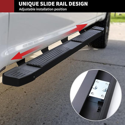 YITAMOTOR 6 Inch Running Boards Compatible with 2019-2026 Chevy Silverado/GMC Sierra 1500 Crew Cab, 2020-2026 2500HD 3500HD (Excl. 2019 1500 LD), Stainless Steel Side Steps Black Nerf Bars