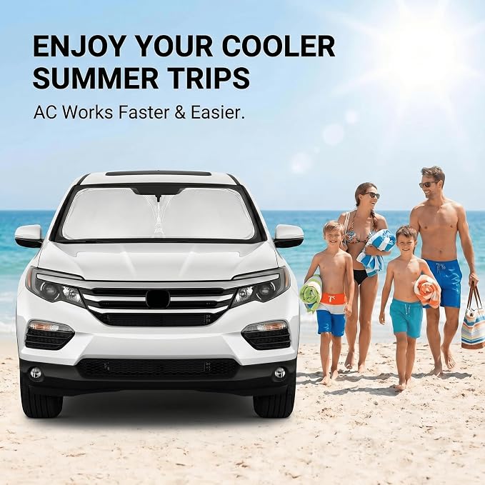 Windshield Sun Shade for Honda Pilot 2016-2024 2025 2026 Sunshade Front Window Shade Custom Fit Pilot Accessories Sun Visor Foldable Shade Blocks UV Rays Accessories