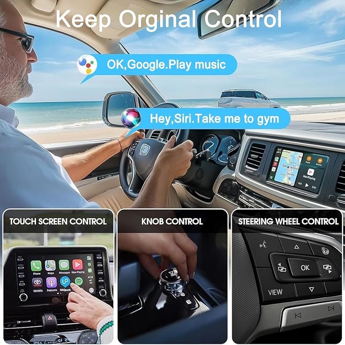 Wireless CarPlay Adapter 2026 Upgraded, Mini Design Converts Factory Wired to Wireless CarPlay, Plug & Play Auto Connect Fast Stable for iPhone iOS 10+ Cars 2015+ with USB C/A