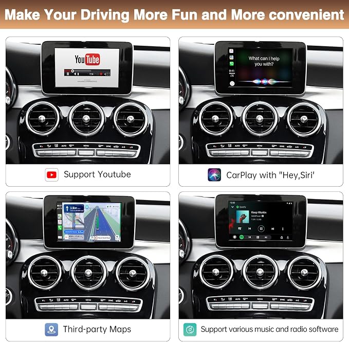 Wireless Carplay Retrofit Kit Decoder for Mercedes-Benz A B C E S V G GLE GLS NTG5.0 System 2015-2018 Support Bluetooth Mirrorlink Siri