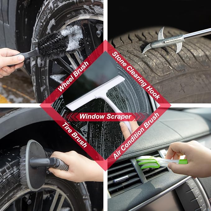 39Pcs Car Wash Cleaning Kit with Foam Gun Sprayer Detailing Brushes Collapsible Bucket Windshield Cleaning Tool Tire Brush Towels Complete Interior Exterior Detailing Set for Car