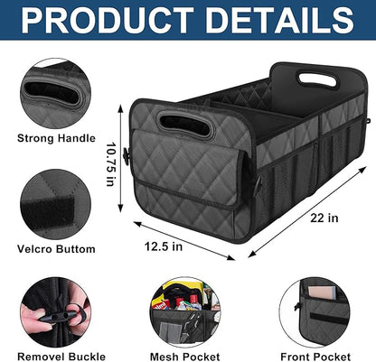Deosk Trunk Organziers and Storage with Reinforced Handles,Car Accessories for Women/Men 50L Waterproof Polyester Trunk Organzier for Car/SUV/Minivan/Truck(Medium,Charcoal)