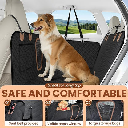A-Pce 2025 Upgraded 600D Oxford Dog Car Seat Cover for Pets, Waterproof Scratch Resistant Nonslip Back Seat Protector, Heavy Duty Durable Pet Travel Hammock for Sedan SUV, Black