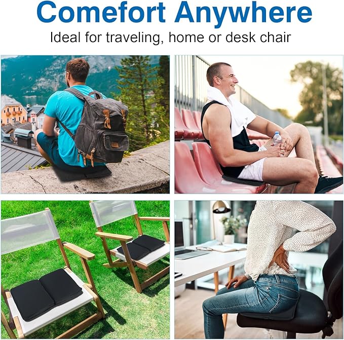 Demine Gel Travel Seat Cushion – Portable Airplane & Stadium Cushion – Gel Grid Design for Ultimate Comfort – Foldable Cushions for Commute, Airplanes, Camping, Bleachers