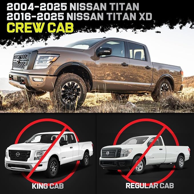 BINARY STAR 4-Steps Running Boards for 2004-2025 Nissan Titan Crew Cab, 2016-2025 Titan Xd Crew Cab(4 Full-Size Door) Side Steps, 4-Steps Design Nerf Bars