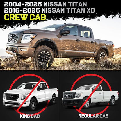 BINARY STAR 4-Steps Running Boards for 2004-2025 Nissan Titan Crew Cab, 2016-2025 Titan Xd Crew Cab(4 Full-Size Door) Side Steps, 4-Steps Design Nerf Bars