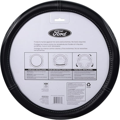 Plasticolor 008567R01 Compatable with Ford Larger-Sized Truck Gray Oval Logo Steering Wheel Cover
