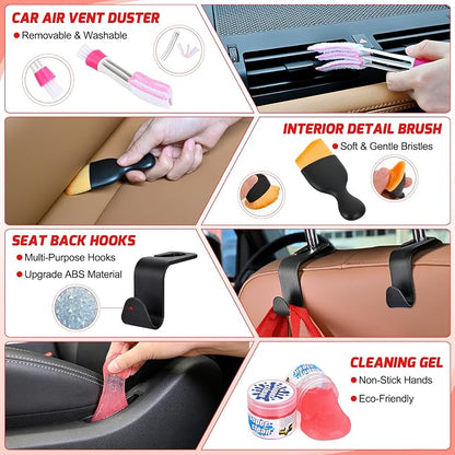 Nilight 52PCS Car Detailing Kit Auto Cleaning Tools Wash Set with Storage Carry Bag Home Use for Interior Exterior Deep Clean Polish Car Care Windshield Dashboard Seat Air Vents Wheels Tires, Red