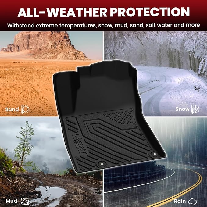 LASFIT Floor Mats & Cargo Mat for Kia NIRO Hybrid 2026 2025 2024 2023 (Not Fit EV & PHEV), All Weather TPE Custom Fit Floor Liners with Full Set Car Mats & Trunk Mats Accessories, Black