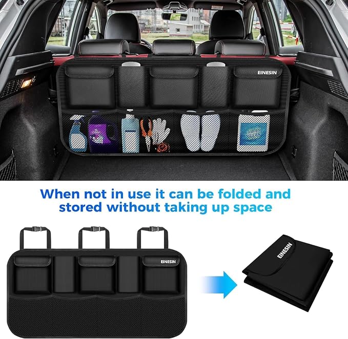 Einesin Car Organizer, Car Organizers and Storage with 9 Pockets, SUV Trunk Organizer for SUV/MPV/Truck, Car Essentials (42 * 10in)