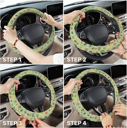 GENANY Leaf Mask Spirits Steering Wheel Cover, Non Slip Polyester Car Wheel Protector for Car SUV Truck, Universal 15 Inch