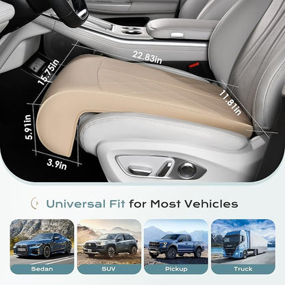 Coverado Car Leg Extender, Car Seat Leg Support Pad, Car Leg Extension Cushion for Driver Seats, Universal Car Seat Extender Leg Support, Leather Automotive Seat Cushion for Long Driving (Beige)