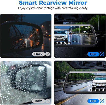 4K Mirror Dash Cam,Rear View Mirror Camera with WiFi,Dash Cam Front and Rear for Car,G-Sensor,7/24H Parking Mode,12" Touch Screen,Includes 64GB Card