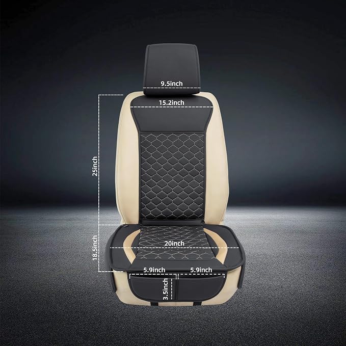 Elantrip 2PCs Front Car Seat Covers Leather Car Seat Protector Universal fit for Most Cars SUVs and Trucks Water Proof Seat Protector Black and Gold